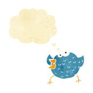 cartoon happy bird with thought bubble N4