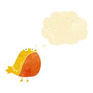 cartoon fat bird with thought bubble N4