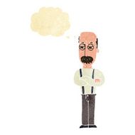 cartoon annoyed old man with thought bubble N12