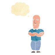 cartoon annoyed bald man with thought bubble N2