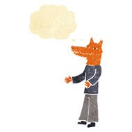 cartoon fox man with thought bubble N10