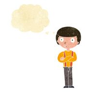 cartoon staring boy with thought bubble N4