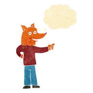 cartoon fox man pointing with thought bubble N2