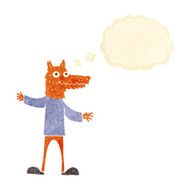 cartoon fox man with thought bubble N11