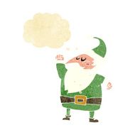 cartoon santa claus punching air with thought bubble N4