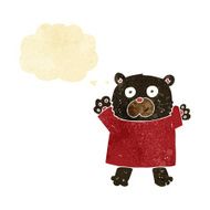 cartoon cute black bear with thought bubble N12