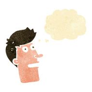 cartoon shocked male face with thought bubble N2