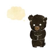 cute cartoon black bear with thought bubble N8