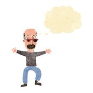 cartoon old man waving arms with thought bubble N2