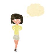 cartoon happy woman with thought bubble N47