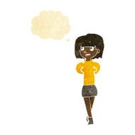 cartoon happy woman with thought bubble N48