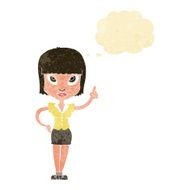 cartoon pretty girl with idea thought bubble N5