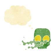 cartoon gross skull with thought bubble