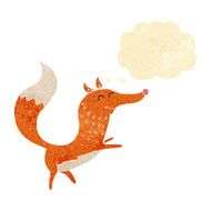 cartoon happy fox with thought bubble N2