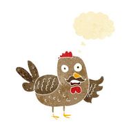 cartoon old rooster with thought bubble