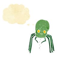 cartoon spooky skull spider with thought bubble N2