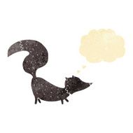 cartoon little wolf cub with thought bubble