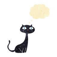 cartoon black cat with thought bubble N6