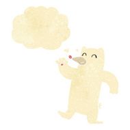 cartoon waving polar bear with thought bubble N11