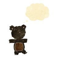 cartoon cute black bear cub with thought bubble N4