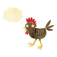 funny cartoon chicken with thought bubble N2