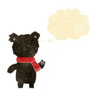 cartoon cute black bear cub with thought bubble N5
