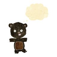 cartoon cute black bear cub with thought bubble N6