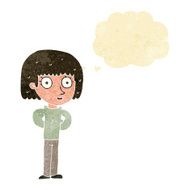 cartoon staring woman with thought bubble N9
