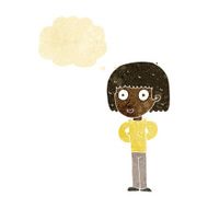 cartoon staring woman with thought bubble N10