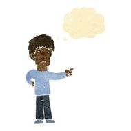 cartoon pointing man with thought bubble N14