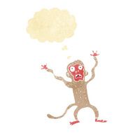 cartoon frightened monkey with thought bubble