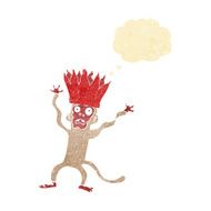 cartoon frightened monkey with thought bubble N2