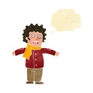 cartoon surprised man with thought bubble N21