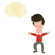 cartoon startled man with thought bubble N10