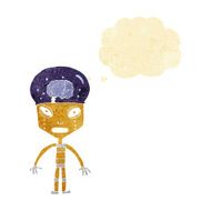 cartoon weird robot with thought bubble N2