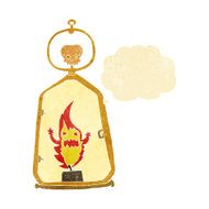 cartoon spooky lantern with thought bubble N2