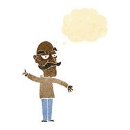 cartoon old man telling story with thought bubble