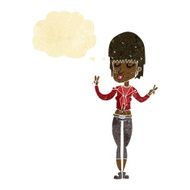 cartoon cool girl with thought bubble N6
