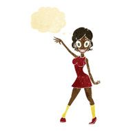 cartoon party girl with thought bubble N2
