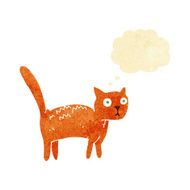 cartoon frightened cat with thought bubble N4