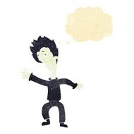 cartoon halloween vampire with thought bubble