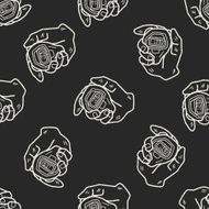 doodle stopwatch seamless pattern background N4