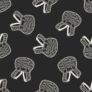 baseball catcher doodle seamless pattern background N3