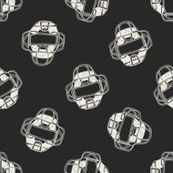 baseball catcher doodle seamless pattern background N4
