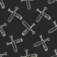 baseball bat doodle seamless pattern background N2