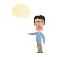 cartoon pointing man with thought bubble N16