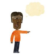 cartoon pointing man with thought bubble N17