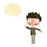 cartoon happy boy with thought bubble N41