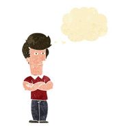 cartoon man with folded arms thought bubble N3