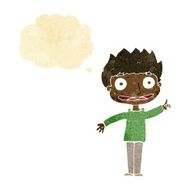 cartoon happy boy with thought bubble N42